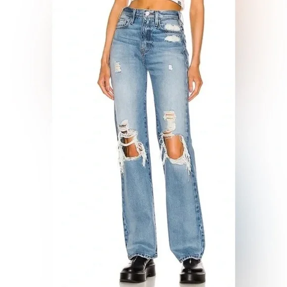 Frame Le Jane Distressed Jeans in Size 31 - New With Tags - high rise/straight - Picture 1 of 14